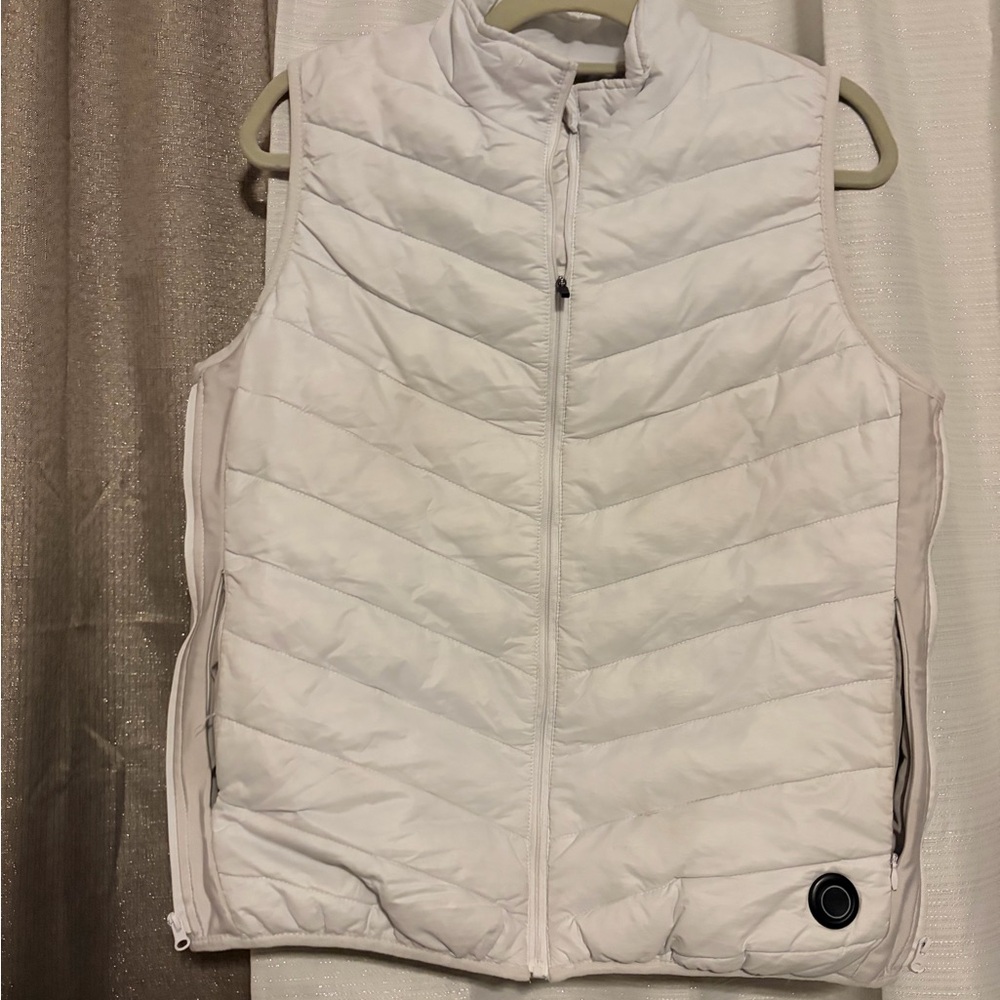 Heated White Quilted Vest